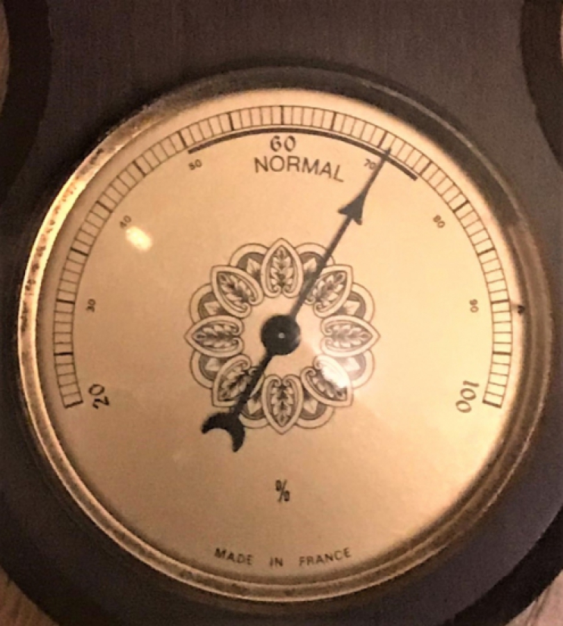 4 FUNCTIONAL THERMOMETER ON FRENCH WOOD BAROMETER HOUR DEGREE