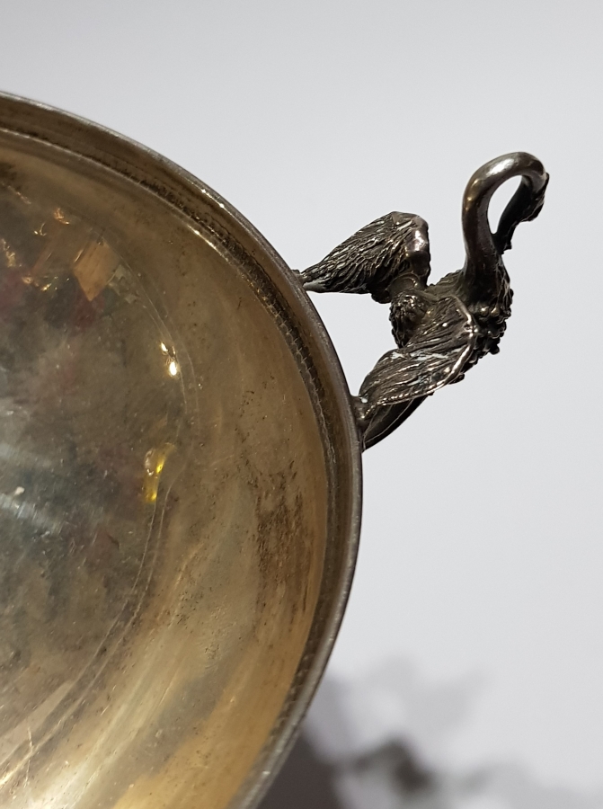 SILVER ANTIQUE FRUIT WITH SWAN HANDLE